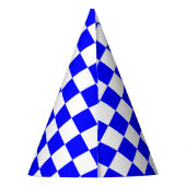 Classic White with Blue Square Pattern Feesthoedjes (Achterkant)