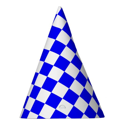 Classic White with Blue Square Pattern Feesthoedjes (Rechts)