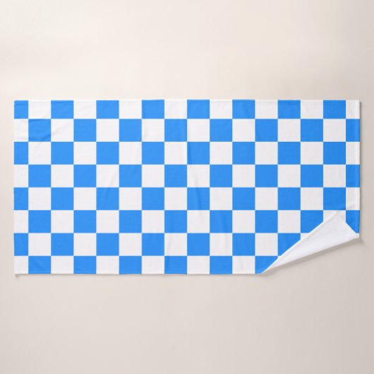 Classic White with Blue Square Pattern Style Badhanddoek (Badhanddoek)