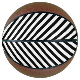 Classic White with Bold Black Stripe Pattern Basketbal