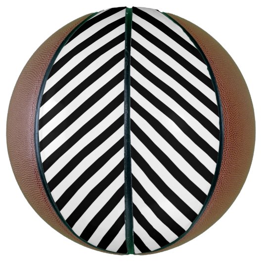 Classic White with Bold Black Stripe Pattern Basketbal (Verticaal)