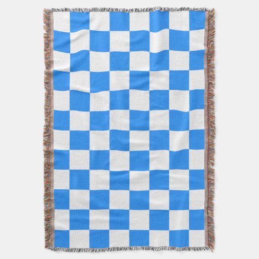 Classic White with Bright Blue Square Style Deken (Voorkant Verticaal)