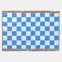 Classic White with Bright Blue Square Style Deken