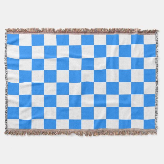 Classic White with Bright Blue Square Style Deken (Voorkant)