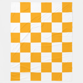 Classic White with Bright Orange Square Style Fleece Deken