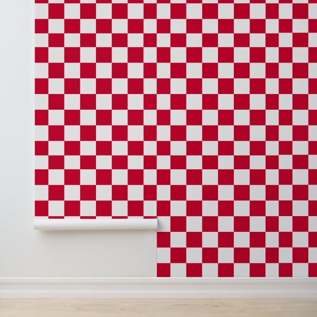 Classic White with Cherry Square Style Pattern Behang (Applicatie)