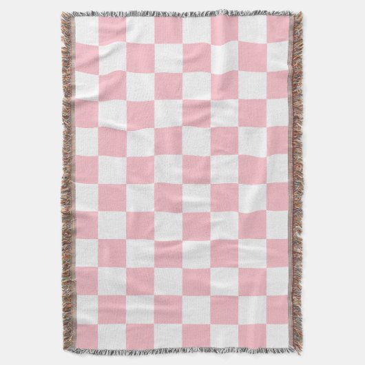 Classic White with Light Pink Square Style Deken (Voorkant Verticaal)
