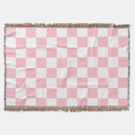 Classic White with Light Pink Square Style Deken