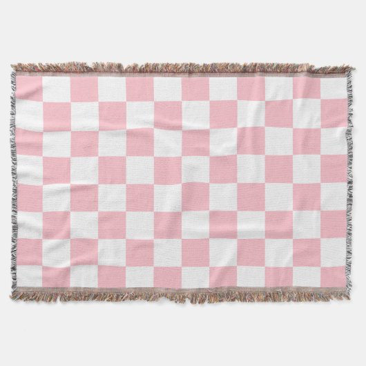 Classic White with Light Pink Square Style Deken (Voorkant)