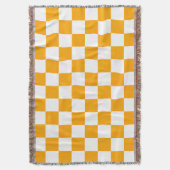 Classic White with Orange Square Style Deken (Voorkant Verticaal)