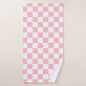 Classic White with Soft Pink Square Pattern Style Badhanddoek (Badhanddoek)