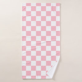Classic White with Soft Pink Square Pattern Style Badhanddoek