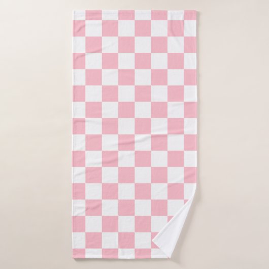Classic White with Soft Pink Square Pattern Style Badhanddoek (Badhanddoek)