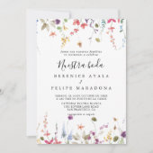 Classic Wild Colorful Floral Nuestra Boda Wedding Kaart (Voorkant)