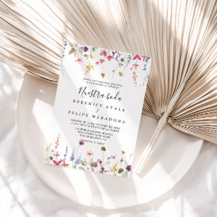 Classic Wild Colorful Floral Nuestra Boda Wedding Kaart