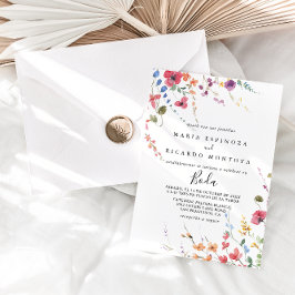 Classic Wild Colorful Floral Spain Wedding Kaart