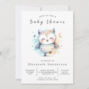 Classic Wild Owl Baby shower Kaart