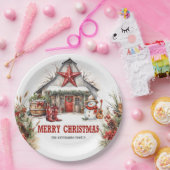 Classic wild west waterverf witte schuur en holly papieren bordje (Feest)