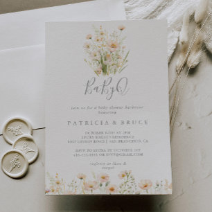 Classic Wildflower BabyQ Baby shower Barbecue Kaart