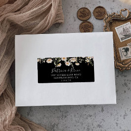 Classic Wildflower Black Wedding RSVP-adres Etiket
