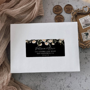 Classic Wildflower Black Wedding RSVP-adres Etiket