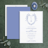 Classic Wildflower Monogram Crest Wedding Kaart