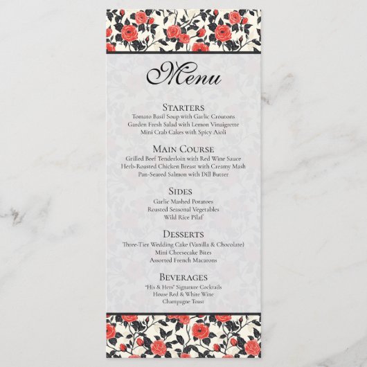 Classic Wildflower Rustic Rose Tropical Wedding  Menu (Voorkant)
