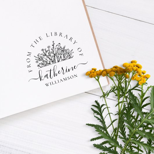 Classic Wildflowers Naam Script Custom Library Rubberstempel