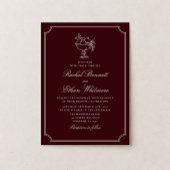 Classic Wine Red Double Frame Wedding Invitation Aankondiging