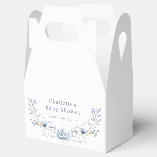 Classic Winter Blauw Wilbloem Bloemen Baby shower Bedankdoosjes (Geopend)