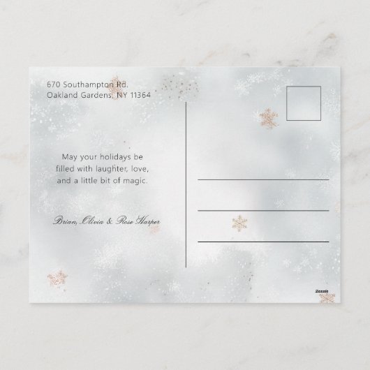 Classic Winter Botanical Two Photo Feestdagenkaart (Achterkant)