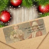 Classic Winter Children with Deer Etiket