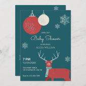 Classic Winter Deer baby shower Kaart (Voorkant / Achterkant)