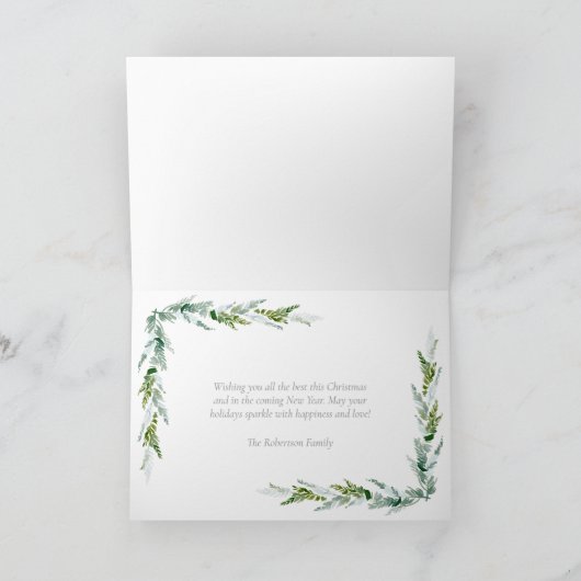 Classic Winter Greenery Christmas Feestdagen Kaart (Binnen)
