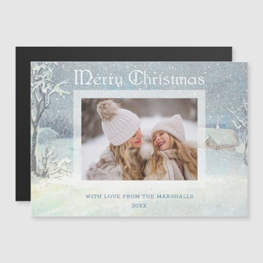 Classic Winter Merry Kerstwinter Foto (Voorkant / Achterkant)