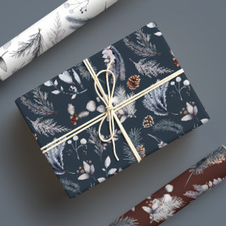 Classic Winter Waterverf Botanicals Inpakpapier Vel