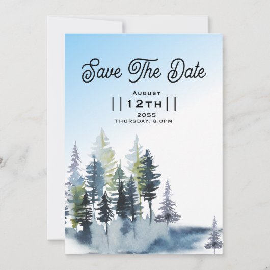 Classic Winter Wedding Invitting Kaart Design (Achterkant)