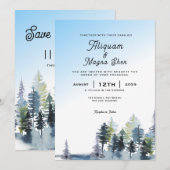 Classic Winter Wedding Invitting Kaart Design (Voorkant / Achterkant)