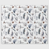 Classic Winter Witte Rustieke Waterverf Botanicals Cadeaupapier (Vlak)