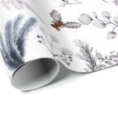 Classic Winter Witte Rustieke Waterverf Botanicals Cadeaupapier (Rol Hoek)
