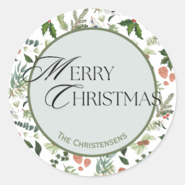 Classic Winter Woodland Waterverf Forest Holiday Ronde Sticker