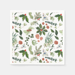 Classic Winter Woodland Waterverf Forest Holiday Servet