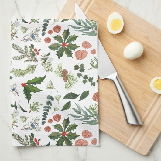 Classic Winter Woodland Waterverf Forest Holiday Theedoek (Quarter Fold)