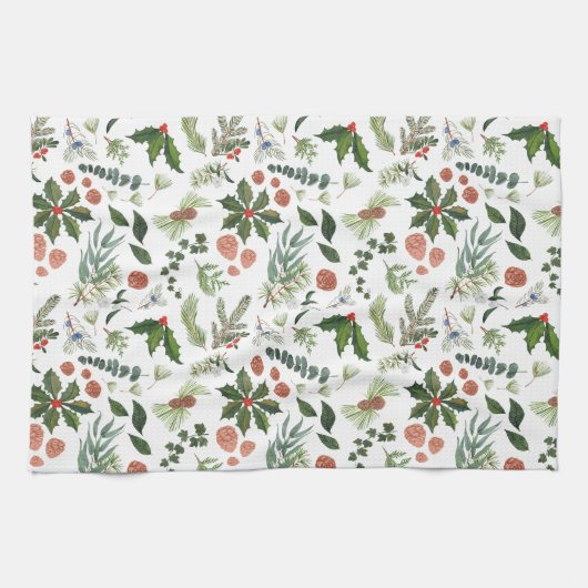 Classic Winter Woodland Waterverf Forest Holiday Theedoek (Horizontaal)