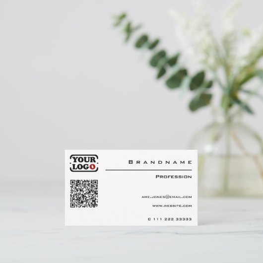 Classic Wit Aangepaste QR Code Logo Professional Visitekaartje (Staand voorkant)