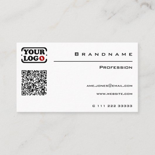 Classic Wit Aangepaste QR Code Logo Professional Visitekaartje (Voorkant)