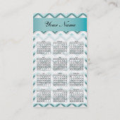 Classic Wit en Blauwgroen Zigzag Pocket 2019 Kalen Visitekaartje (Achterkant)