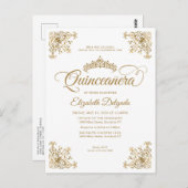  Classic Wit Goud Lijst Tiara Quinceanera Briefkaart (Voorkant / Achterkant)