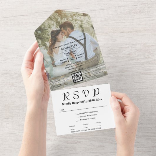 Classic wit groot foto Afbeelding All In One Uitnodiging (Afscheurbaar)