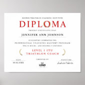 Classic Wit Rood Afstuderen Diploma Award Digita Poster (Voorkant)
